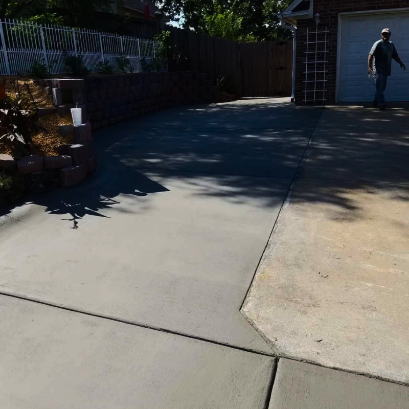 a recently finished driveway repair
