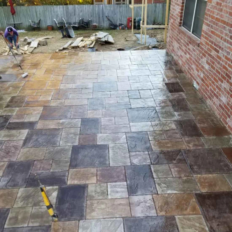 an ongoing stamped concrete service